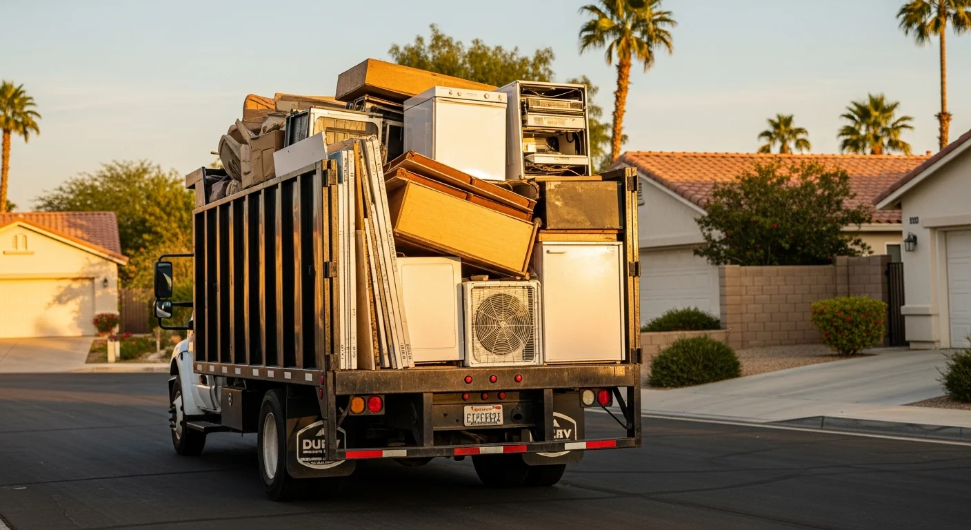 Junk removal truck loading household items