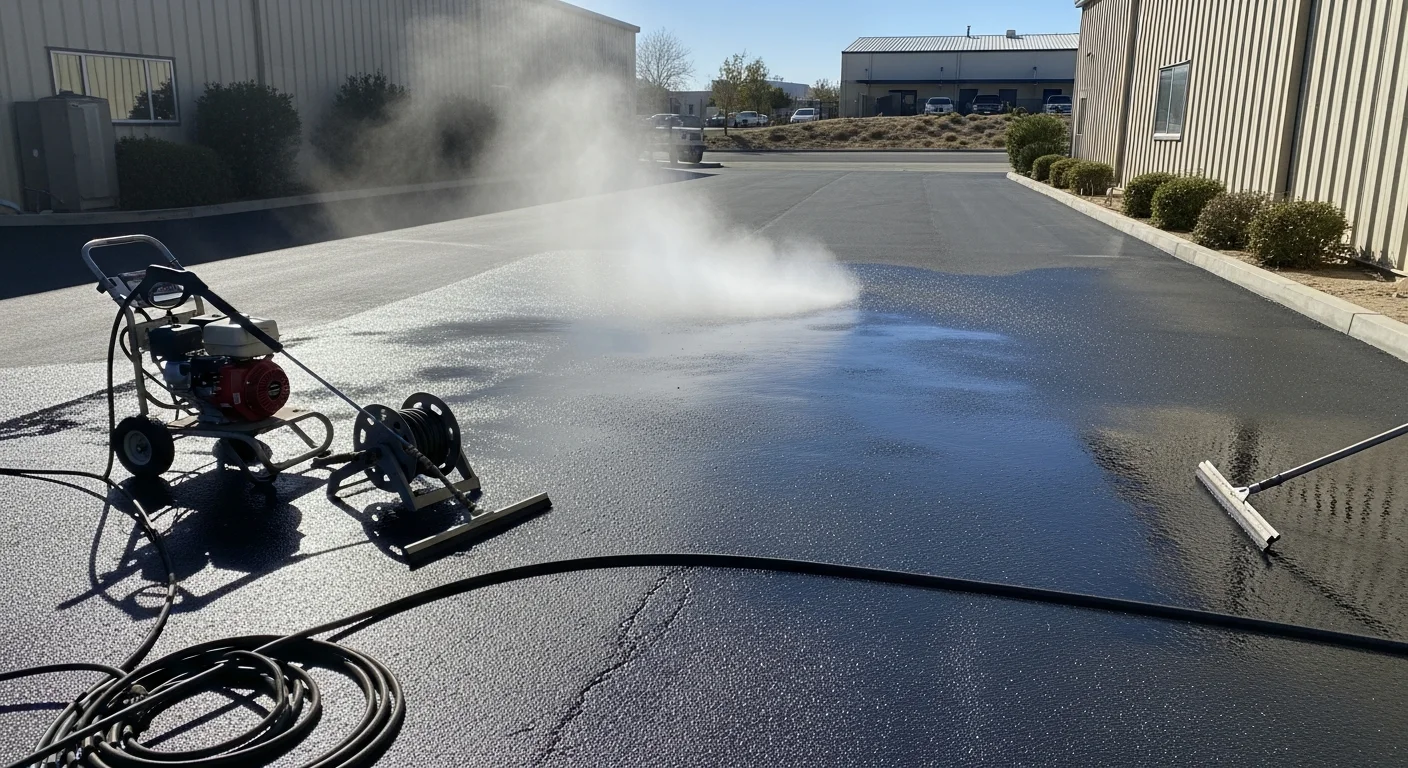 Pressure washing cleaning a residential driveway